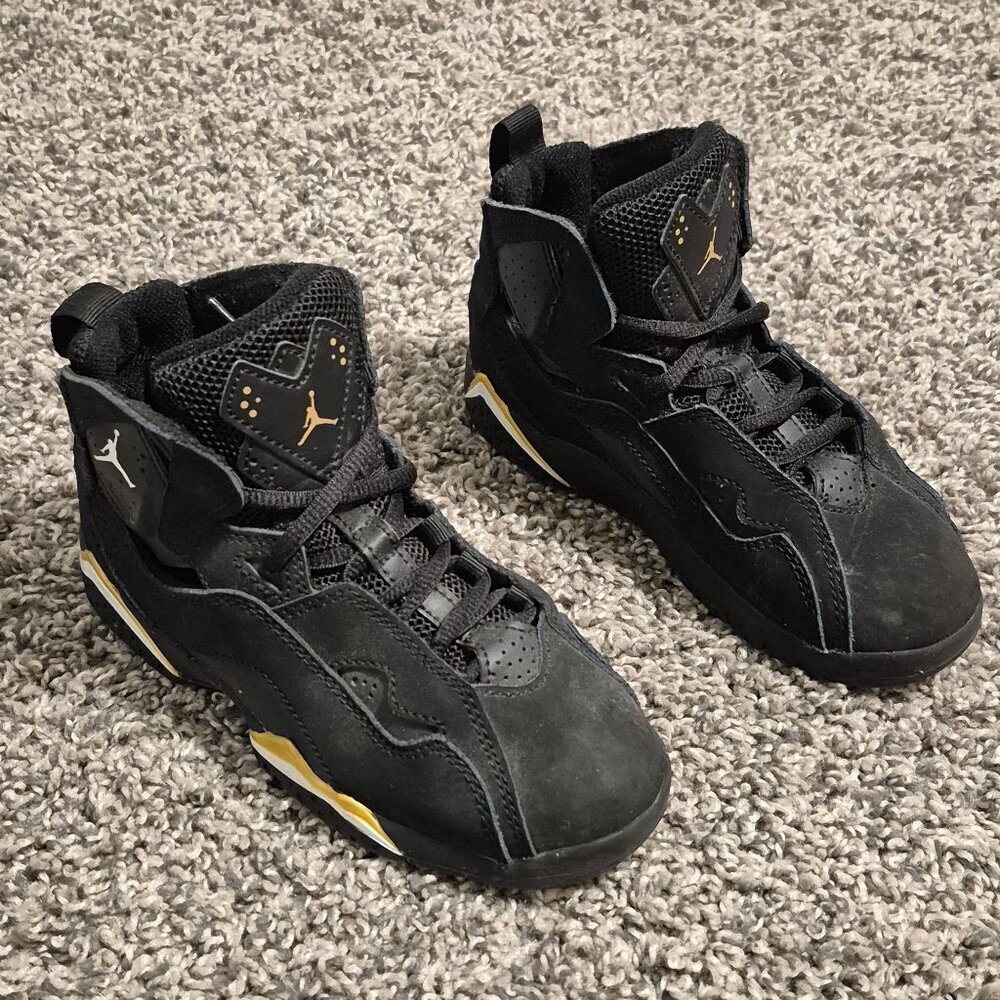 Air Jordan True Flight Sneakers 12C Toddler Preschool Black Gold 343796-017